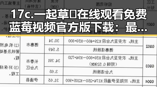 17c.一起草🌿在线观看免费蓝莓视频官方版下载：最新动态与内容介绍