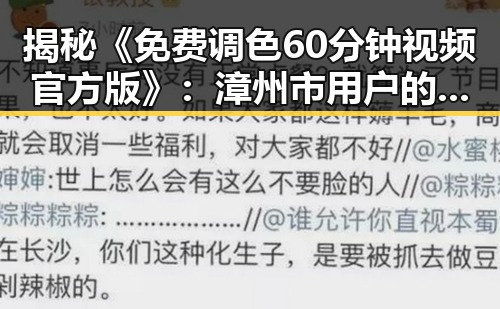 揭秘《免费调色60分钟视频官方版》:漳州市用户的最佳选择