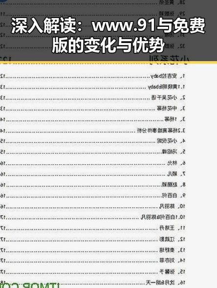 深入解读：www.91与免费版的变化与优势