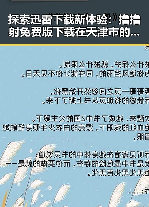 探索迅雷下载新体验：撸撸射免费版下载在天津市的现状
