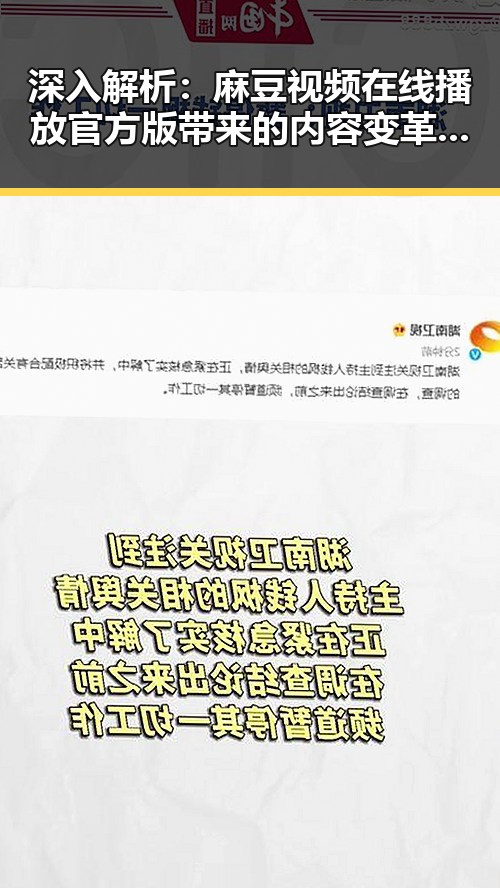 深入解析:麻豆视频在线播放官方版带来的内容变革与宁德市的相关发展