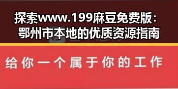 探索 www.199麻豆免费版：鄂州市本地的优质资源指南