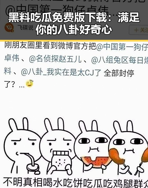 黑料吃瓜免费版下载：满足你的八卦好奇心